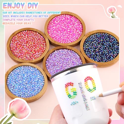 24000Pcs Resin Rhinestones with Tweezers for Crafting, Multi Colors 3mm Non Hotfix Flatback Gems, Bedazzling Crystal for DIY Crafts Clothing Tumblers Mugs Shoes Decor Nail Art - Image 3