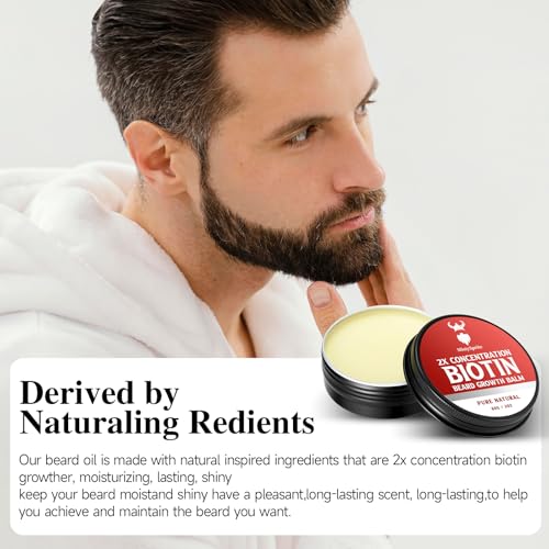2X Concentration Biotin Beard Balm for Men & Conditioning Beard Wax - Made with Castor Oil Natural and Organic Ingredients - Hydrates & Thickens Facial Hair Growth- 2 Ounce Tin (Vanilla) - Image 6