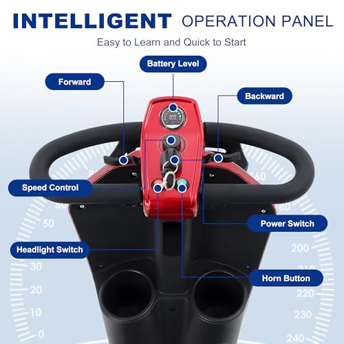 Metro Mobility Powered Mobility Scooters, 4 Wheel Mobility Scooters for Adults, 300 lbs Capacity Folding Mobility Scooter Lightweight, 16 Miles Long Travel Range Scooter with USB Charger Port Red - Image 4