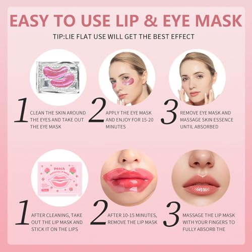 30 Pairs Lip Mask & Eye Mask,Under Eye Patches for Reducing Fine Lines & Dark Circles,Collagen Crystal Lip Patches for Lip Spa Daily Labial Masks Hydrating Lip Treatment Christmas Gifts - Image 8