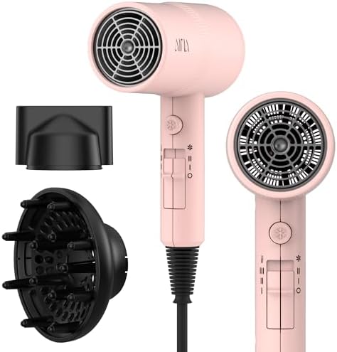 AINA Hair Dryer with Diffuser, Blow Dryer for Women | Advanced Ionic Technology, Ceramic Coating | Cold Shot Features Turbo Heat for Fast Drying and Shine 110V/ALCI(Pink)