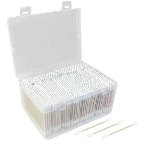 1000 Count Pointed Cotton Swabs - Double Precision Tips with Bamboo Stick for Beauty and Personal Care - for Eyebrow And Eyelash Application, Manicures And Nail Art, Cleaning Ears And Nose