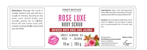 First Botany Body Scrub - Natural Exfoliating Salt Scrub & Body and Face Souffle helps with Moisturizing Skin, Acne, Cellulite, Dead Skin Scars, Wrinkles (10 fl oz, Rose) - Image 7