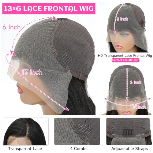 26 Inch 13x6 Lace Front Wigs Human Hair 200% Density Body Wave Lace Front Wigs Human Hair Pre Plucked Glueless Wigs Human Hair For Women HD Lace Frontal Wig Human Hair With Baby Hair - Image 3