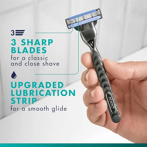 Gillette Mach3 Shaving Razor for Men, 1 Gillette 3-Blade Razor Handle for Men’s Grooming, 10 Razor Blade Refills, Razor Blades with Lubrication Strip - Image 6