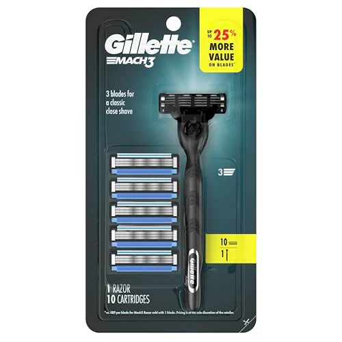 Gillette Mach3 Shaving Razor for Men, 1 Gillette 3-Blade Razor Handle for Men’s Grooming, 10 Razor Blade Refills, Razor Blades with Lubrication Strip - Image 8