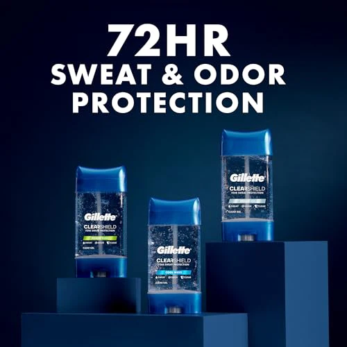 Gillette Antiperspirant and Deodorant for Men, 72hr Sweat & Odor Protection, Long Lasting Freshness, Anti-White Mark Technology, Clear Gel, Cool Wave Scent, 3.8 oz (Pack of 3) - Image 3