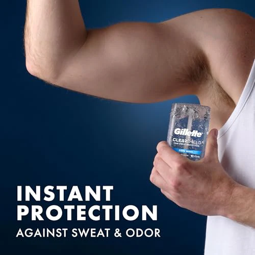 Gillette Antiperspirant and Deodorant for Men, 72hr Sweat & Odor Protection, Long Lasting Freshness, Anti-White Mark Technology, Clear Gel, Cool Wave Scent, 3.8 oz (Pack of 3) - Image 4