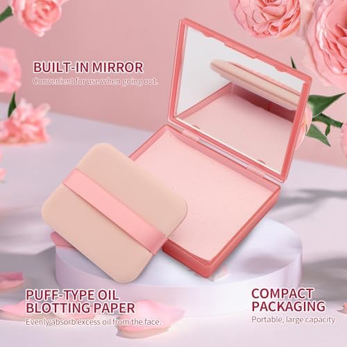 Erinde Oil Blotting Sheets for Face with Mirror and Puff, 300 Sheets Oil Blotting Paper for Oily Skin, Face Oil Absorbing Sheets, Natural Oil Control Film, Absorb Excess Oil, Makeup Friendly - Image 2