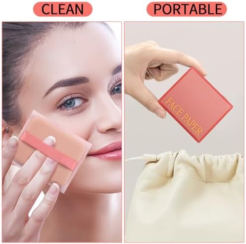 Erinde Oil Blotting Sheets for Face with Mirror and Puff, 300 Sheets Oil Blotting Paper for Oily Skin, Face Oil Absorbing Sheets, Natural Oil Control Film, Absorb Excess Oil, Makeup Friendly - Image 5