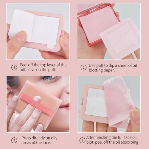 Erinde Oil Blotting Sheets for Face with Mirror and Puff, 300 Sheets Oil Blotting Paper for Oily Skin, Face Oil Absorbing Sheets, Natural Oil Control Film, Absorb Excess Oil, Makeup Friendly - Image 6