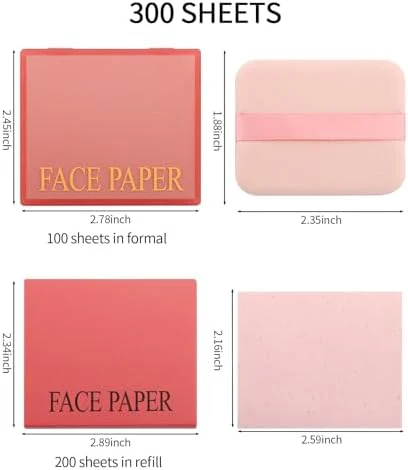 Erinde Oil Blotting Sheets for Face with Mirror and Puff, 300 Sheets Oil Blotting Paper for Oily Skin, Face Oil Absorbing Sheets, Natural Oil Control Film, Absorb Excess Oil, Makeup Friendly - Image 7