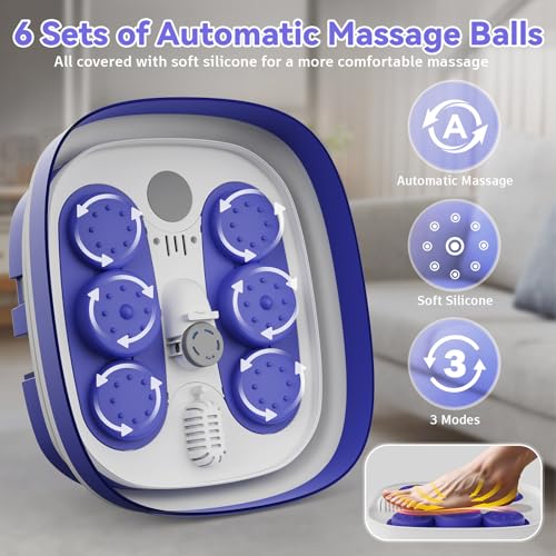 Foot Spa Collapsible, Foot Bath Massager with Heat, Remote, Timer, and 24 Motorized Shiatsu Massage Balls, Foot Soaking Tub Supports Hot/Cold Water Soaking - Image 3
