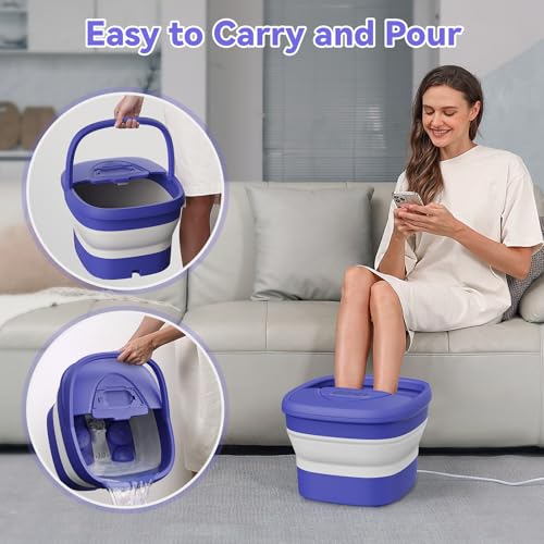 Foot Spa Collapsible, Foot Bath Massager with Heat, Remote, Timer, and 24 Motorized Shiatsu Massage Balls, Foot Soaking Tub Supports Hot/Cold Water Soaking - Image 6