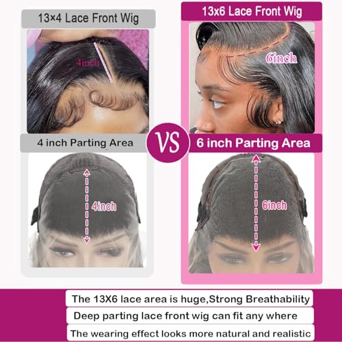 Body Wave Lace Front Wigs Human Hair Pre Plucked 13x6 HD Transparent Lace Frontal Wigs Human Hair 200% Density Glueless Brazilian Virgin Human Hair Wigs for Black Women With Baby Hair 20 Inch - Image 5