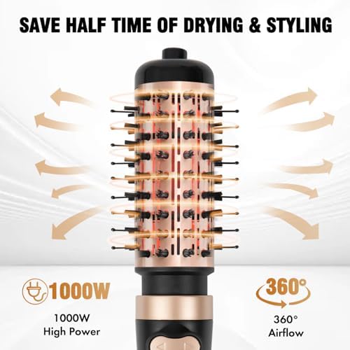 DAILYLIFE Rotating Hair Dryer Brush, Spinning Hair Dryer Brush with 2 Brushes (1.5" & 2"), Ionic Technology, Less Damage & Less Frizz - Image 5
