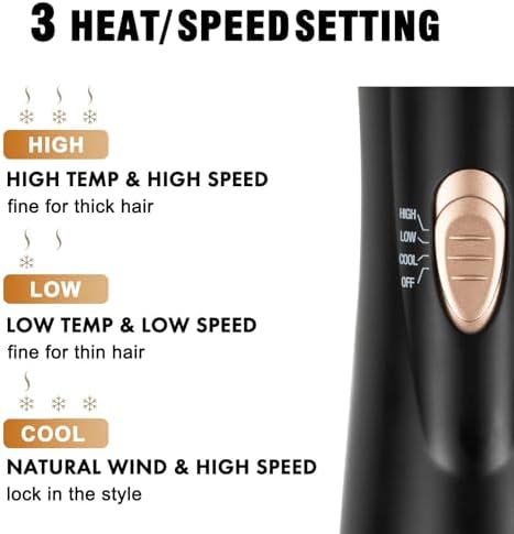 DAILYLIFE Rotating Hair Dryer Brush, Spinning Hair Dryer Brush with 2 Brushes (1.5" & 2"), Ionic Technology, Less Damage & Less Frizz - Image 7