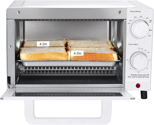 Mainstays 4 Slices Toaster Oven with 3 Settings, includes Baking Rack and Pan, Arctic White, New - Image 3