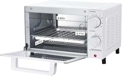 Mainstays 4 Slices Toaster Oven with 3 Settings, includes Baking Rack and Pan, Arctic White, New - Image 4