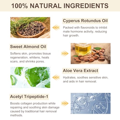 Cyperus Rotundus Oil, Natural Cyperus Rotundus Oil for Hair Removal, Reduces Unwanted Hair Growth, Moisturizes & Soothes The Skin, Reducing Body Hair Growth, Shrink Pores, Suitable for All Skin Types - Image 3