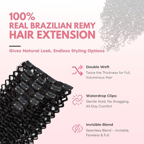 SIYUSI Water Wave Clip In Extensions, Luxurious Thickness, Premium Brazilian Remy Hair Clip Ins, Invisible & Scalp-Friendly, Natural Black Color, 4.23oz, 7Pcs (18 Inch) - Image 5