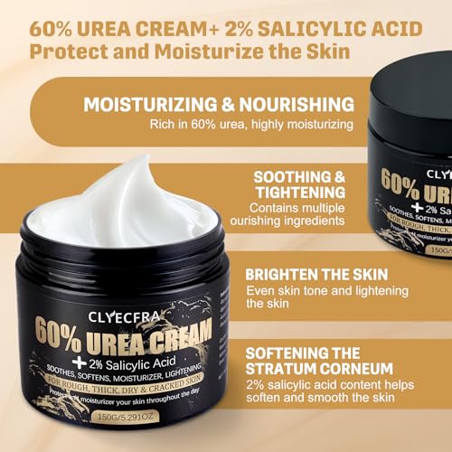 60% Urea Cream with 2% Salicylic Acid, Urea Cream 60 Percent For Feet Maximum Strength, Urea Lotion For Feet and Hand for Rough, Dry, Thick & Cracked Skin, Deep Moisturizing and Callus Removing-150g - Image 3