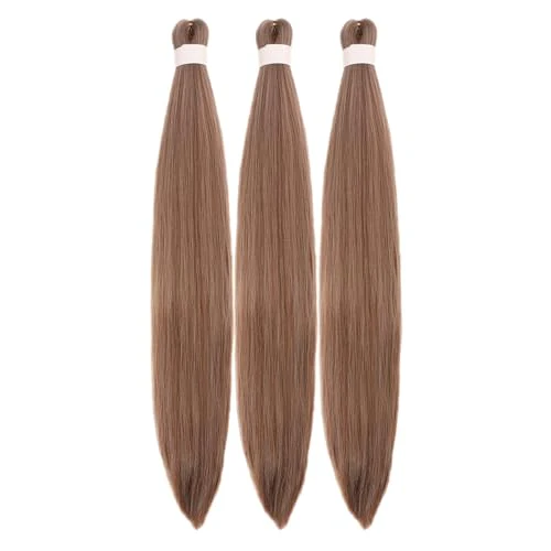 Braiding Hair Pre stretched Brown Prestretched Braiding Hair for Black Women Twist Kids Ez Braid Braiding Hair Synthetic Knotless Colored Hypoallergenic Hair extensions Pre-stretched
