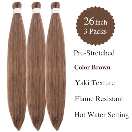 Braiding Hair Pre stretched Brown Prestretched Braiding Hair for Black Women Twist Kids Ez Braid Braiding Hair Synthetic Knotless Colored Hypoallergenic Hair extensions Pre-stretched - Image 2