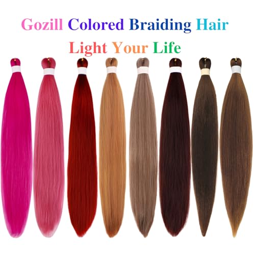 Braiding Hair Pre stretched Brown Prestretched Braiding Hair for Black Women Twist Kids Ez Braid Braiding Hair Synthetic Knotless Colored Hypoallergenic Hair extensions Pre-stretched - Image 7