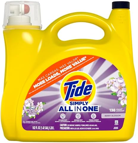 Tide Simply All-In-One Liquid Laundry Detergent, Berry Blossom Scent, 138 Loads, 182 fl oz - Image 7