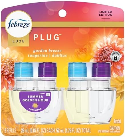Febreze Plug In Air Freshener, Odor-Fighting Scented Oil Refill, Summer Golden Hour, 2 Refill - Image 9