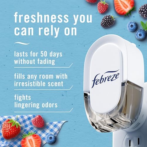 Febreze Plug In Air Freshener, Odor-Fighting Scented Oil Refill, Summer Berry Picking, 2 Refill - Image 3