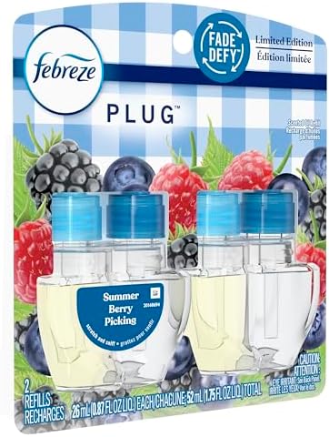 Febreze Plug In Air Freshener, Odor-Fighting Scented Oil Refill, Summer Berry Picking, 2 Refill - Image 8