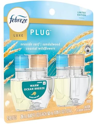 Febreze Plug In Air Freshener, Odor-Fighting Scented Oil Refill, Warm Ocean Breeze, 2 Refill - Image 8