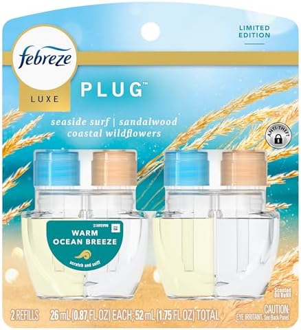 Febreze Plug In Air Freshener, Odor-Fighting Scented Oil Refill, Warm Ocean Breeze, 2 Refill - Image 9