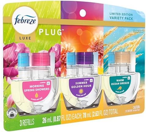 Febreze Plug In Air Freshener, Odor-Fighting Scented Oil Refill, Premium Spring Mix, 3 Refill - Image 8