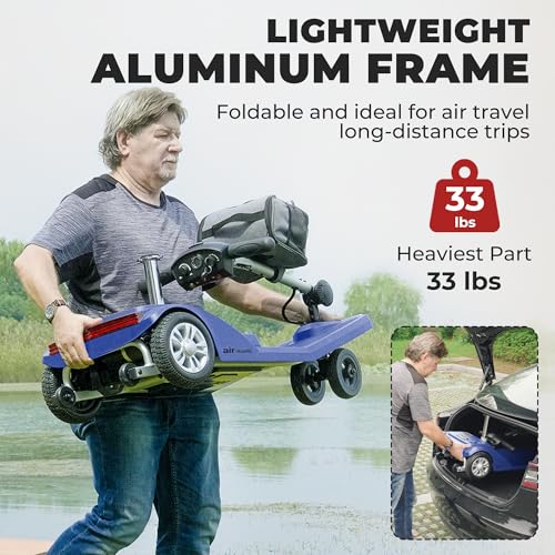 Metro Mobility Powered Mobility Scooters, 4 Wheel Mobility Scooters for Adults 265 lbs Folding Mobility Scooter Lightweight Headlight Electric Scooters for Seniors 10 Miles with USB Charger Port Blue - Image 2