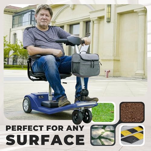 Metro Mobility Powered Mobility Scooters, 4 Wheel Mobility Scooters for Adults 265 lbs Folding Mobility Scooter Lightweight Headlight Electric Scooters for Seniors 10 Miles with USB Charger Port Blue - Image 4