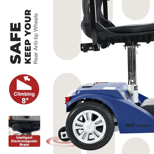 Metro Mobility Powered Mobility Scooters, 4 Wheel Mobility Scooters for Adults 265 lbs Folding Mobility Scooter Lightweight Headlight Electric Scooters for Seniors 10 Miles with USB Charger Port Blue - Image 8