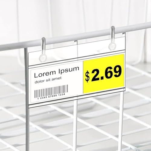 100 Pack Basket Label Holders, Plastic Wire Shelf Label Holders with Double Snap Lock Closure, Reusable Clear Price Tag Holder for Market, Retail Shop, Pantry(About 4" x 1.7") - Image 5