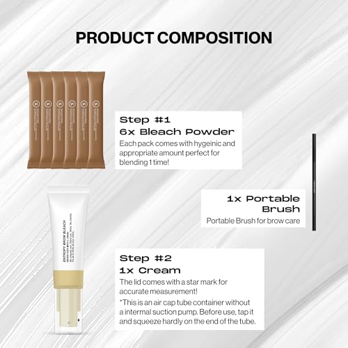 ENTROPY Makeup Brow Bleach Kit, Gentle & Effective Eyebrow Lightening for All Brow Types, Quick 5-Minute Application, DIY Salon-Quality Results at Home, 6 Applications - Image 2