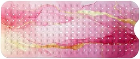 Marble Bath Tub Mat Non Slip, Pink Marble Non Slip Bath Mat for Shower, Large Washable Shower mats for Showers with Drain Holes and Suction Cups,40 X 16 Inch - Image 7