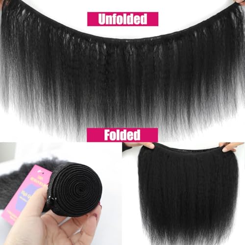 Yaki Straight Kinky Straight Single Bundle Human Hair 18 Inch 12A 100% Unprocessed Natural Black - Image 5