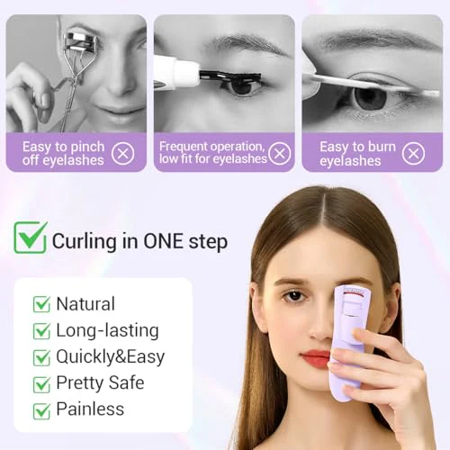 TOUCHBeauty Rechargeable Heated Eyelash Curler with LED Display, Featuring 3-Level Adjustable Temperature for a Natural, Long-Lasting Curl (Up to 24 Hours) AG-2316purple - Image 5