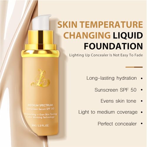 Foundation 4 in 1 - Color Changing Foundation, Medium Spectrum with SPF 50, Hypoallergenic Hydrating Liquid Foundation and Concealer, Long-lasting & Waterproof Natural Finish - 1.06 fl oz - 2 Pack - Image 2