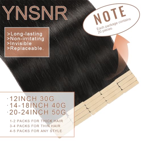 Tape in Hair Extensions Human Hair 12 Inch Human Hair Tape in Extensions 20Pcs Natural Black Remy Tape in Hair Extensions Human Hair for Women Invisible Tape in Hair Extensions Real Human Hair - Image 3