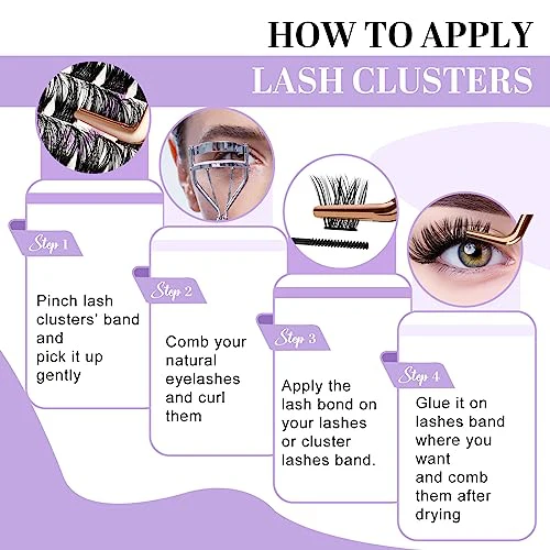 B&Qaugen Lash Clusters 208 PCS Cluster Lashes Individual Lashes B05+B06 Eyelash Extensions 10-18mm DIY Lash Extensions D Curl Volume Wispy Soft Comfortable Band False Lashes (D-10-18MIX) - Image 5