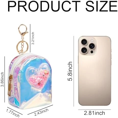 4Pcs Mini Backpack Keychain,Cute Cosmetic Bag for Women,Transparent Makeup Bag Key Pocket Lipstick Bag Card Holder Data Cable Organizer Zipper Pouch (Multicolor B) - Image 2
