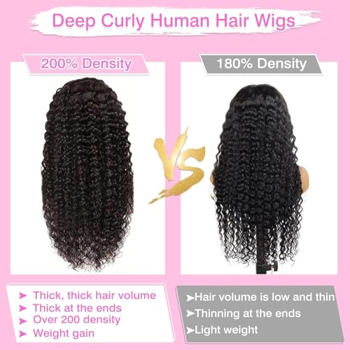 BVLBVL 32 Inch 13x6 Deep Wave Lace Front Wigs Human Hair Curly Human Hair Wig 200 Density HD Lace Frontal Curly Wig Human Hair - Image 2