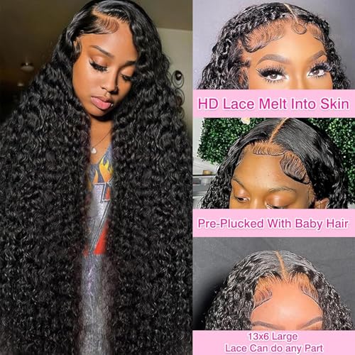BVLBVL 32 Inch 13x6 Deep Wave Lace Front Wigs Human Hair Curly Human Hair Wig 200 Density HD Lace Frontal Curly Wig Human Hair - Image 4